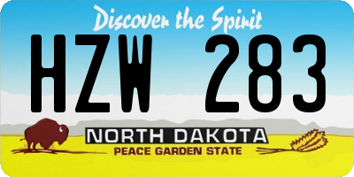 ND license plate HZW283