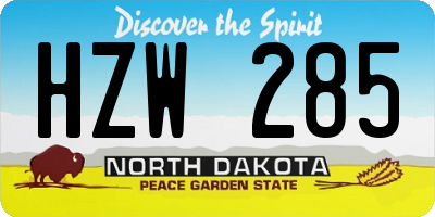 ND license plate HZW285