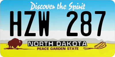 ND license plate HZW287