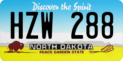 ND license plate HZW288
