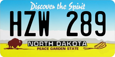 ND license plate HZW289