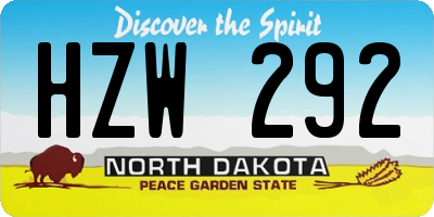 ND license plate HZW292