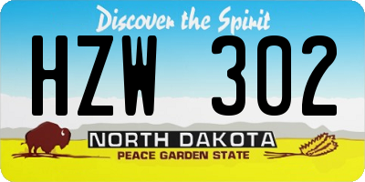 ND license plate HZW302