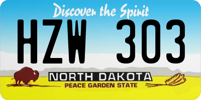 ND license plate HZW303