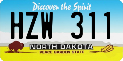 ND license plate HZW311