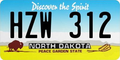 ND license plate HZW312