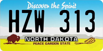 ND license plate HZW313
