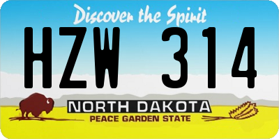 ND license plate HZW314