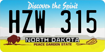 ND license plate HZW315