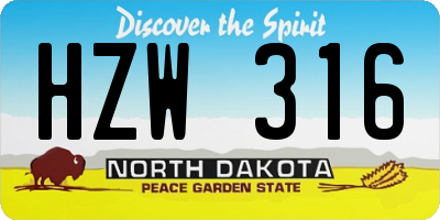 ND license plate HZW316