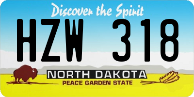 ND license plate HZW318