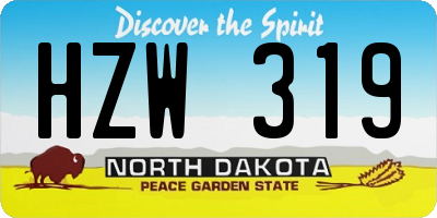ND license plate HZW319