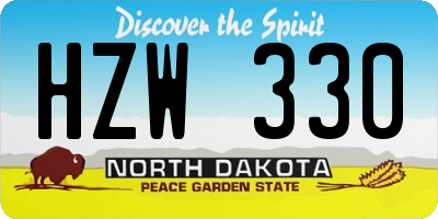 ND license plate HZW330