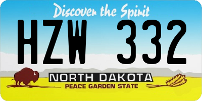 ND license plate HZW332