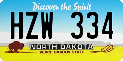 ND license plate HZW334