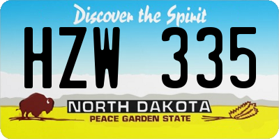 ND license plate HZW335
