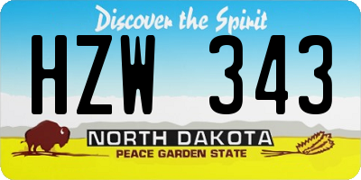 ND license plate HZW343
