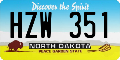 ND license plate HZW351