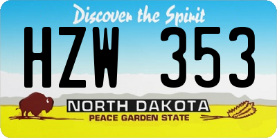 ND license plate HZW353