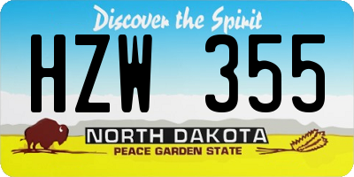 ND license plate HZW355
