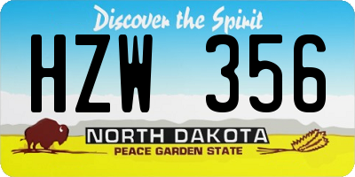 ND license plate HZW356