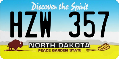 ND license plate HZW357