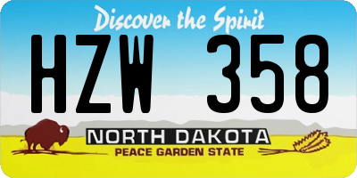 ND license plate HZW358