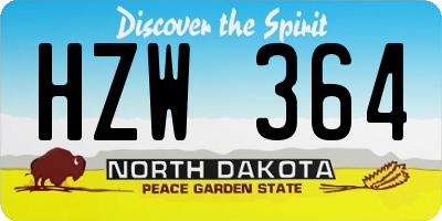 ND license plate HZW364