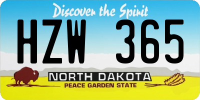 ND license plate HZW365