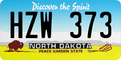 ND license plate HZW373
