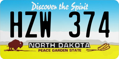 ND license plate HZW374