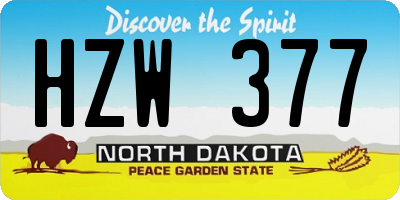 ND license plate HZW377
