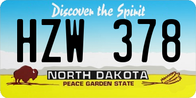ND license plate HZW378