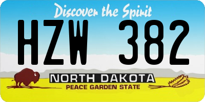 ND license plate HZW382