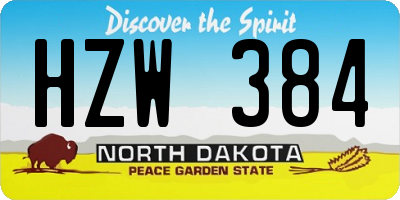 ND license plate HZW384