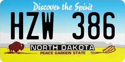 ND license plate HZW386