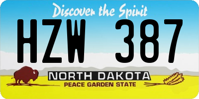 ND license plate HZW387