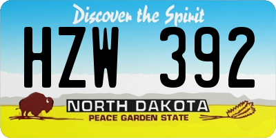 ND license plate HZW392