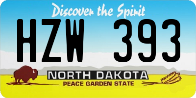 ND license plate HZW393