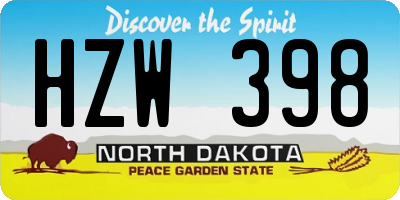 ND license plate HZW398