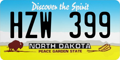 ND license plate HZW399