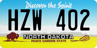 ND license plate HZW402