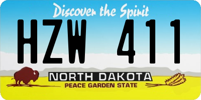 ND license plate HZW411