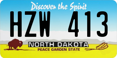 ND license plate HZW413