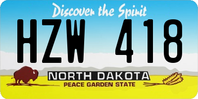 ND license plate HZW418