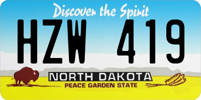 ND license plate HZW419