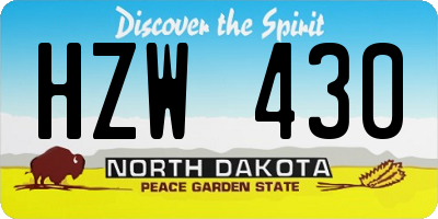 ND license plate HZW430