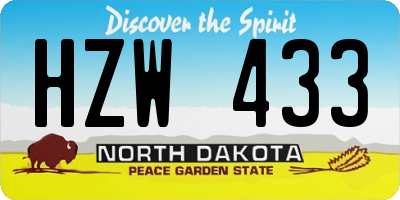 ND license plate HZW433