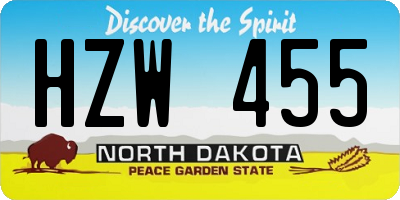 ND license plate HZW455
