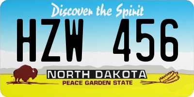 ND license plate HZW456
